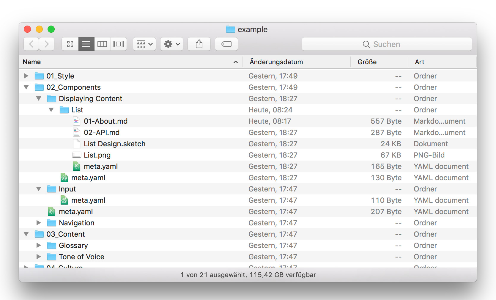 Screenshot of Finder showing a design aspect folder